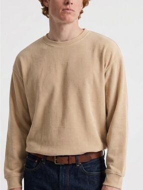 Men's Ribbed Crewneck Thermal in Beige